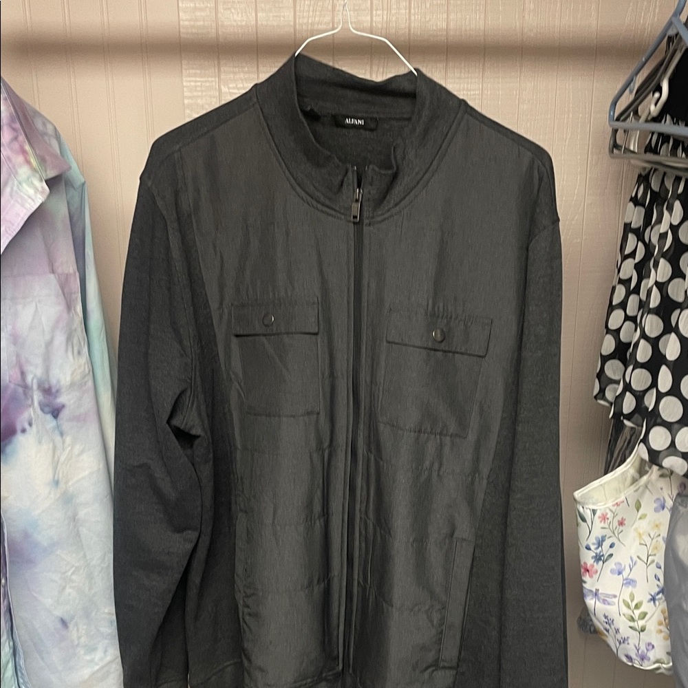 Alfani Charcoal Gray Zip-Up Jacket